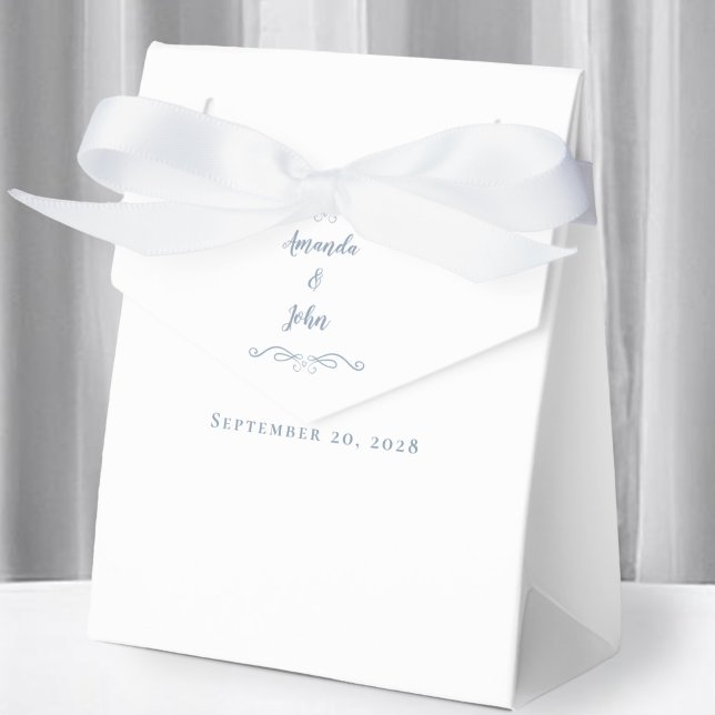 Elegant Wedding Guest Thank You Couple Dusty Blue Favor Boxes (Creator Uploaded)
