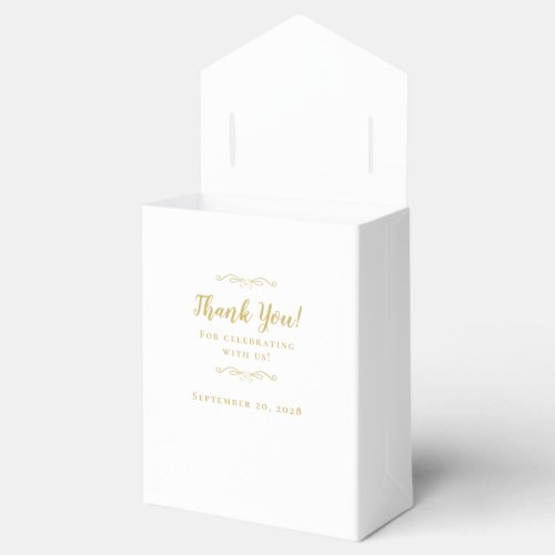 Elegant Wedding Guest Thank You Couple Gold White Favor Boxes