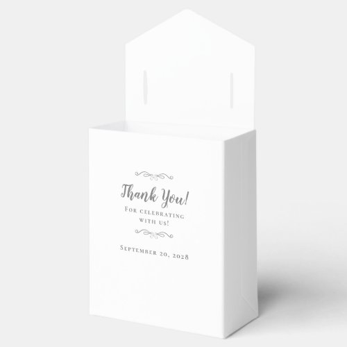 Elegant Wedding Guest Thank You Couple Gray White Favor Boxes