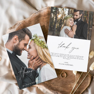 Elegant Wedding Handwritten Thank You 2 Photos  Card