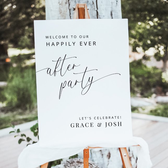 Elegant Wedding Happily Ever After Party Sign (Creator Uploaded)