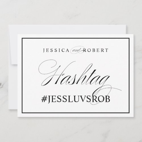 Elegant Wedding Hashtag Sign Black Border Invitation