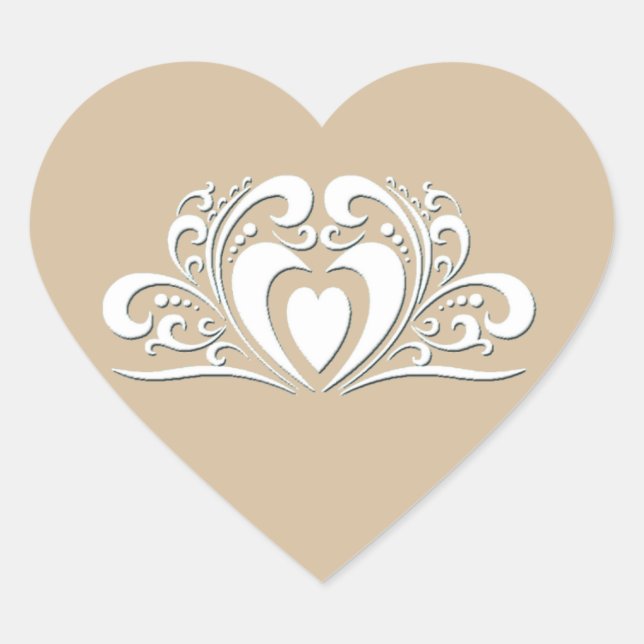 Elegant Wedding Heart Sticker (Front)