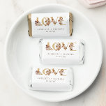 Elegant Wedding Hershey's Miniatures<br><div class="desc">Elegant Wedding Hershey's Miniature. These elegant wedding Hershey's Miniatures chocolates | wedding favors feature hand-painted watercolor burnt orange and terracotta leaves, cream and beige dahlias, and beautiful rust-colored roses on gold foil text, 'love'. Personalize with bride and groom's names and wedding date. 'Thank you' is on the back with a...</div>