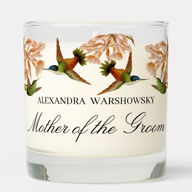 Elegant Wedding Hummingbird Mother of Groom Scented Candle (Front)