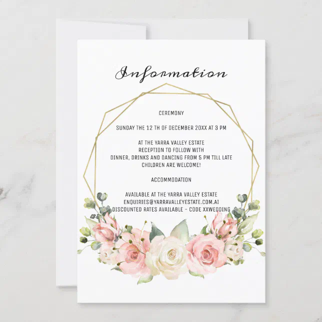 Elegant Wedding Information Card. Invitation | Zazzle