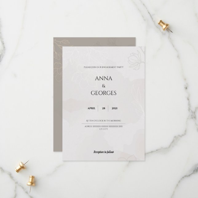 ELEGANT WEDDING INVITATION (Front/Back In Situ)