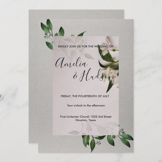 Elegant wedding invitation (Front/Back)