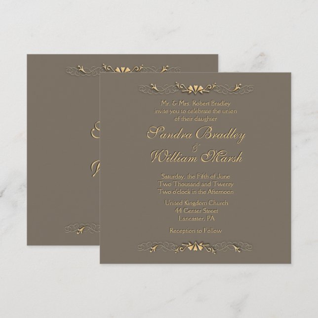 Elegant Wedding Invitation (Front/Back)
