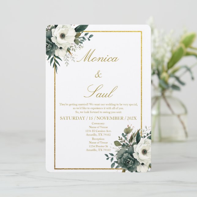 Elegant Wedding  Invitation (Standing Front)