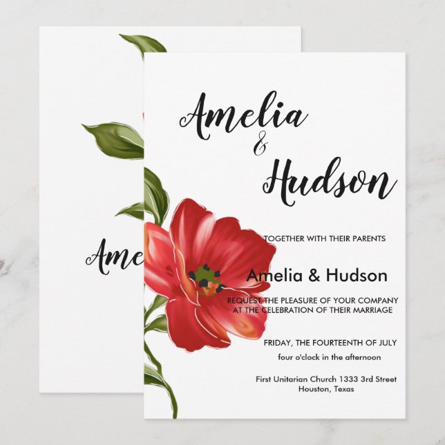 Elegant wedding invitation (Front/Back)