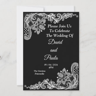 Elegant Wedding Invitation, black and white Invitation