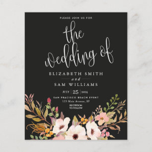 Elegant Wedding Invitation Black Floral Budget Flyer