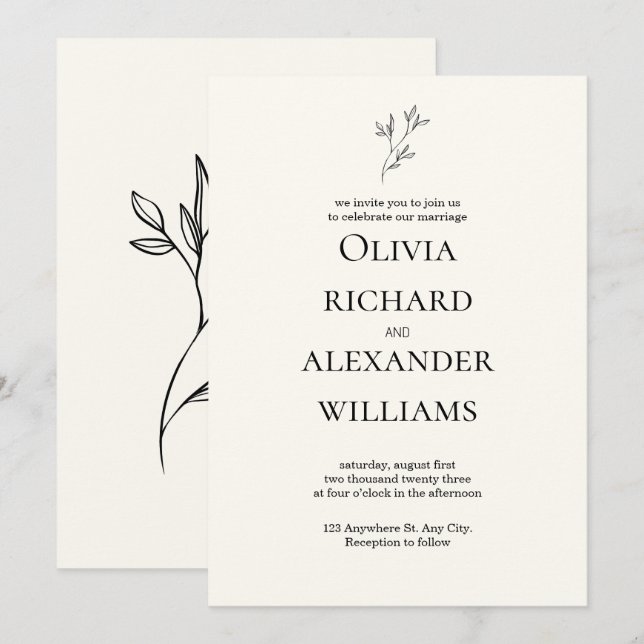 Elegant Wedding Invitation Card (Front/Back)