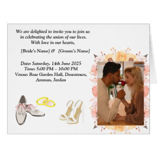 Elegant Wedding Invitation Card add name & photo