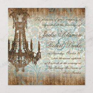 Elegant Wedding Invitation Chandelier Vintage Wood