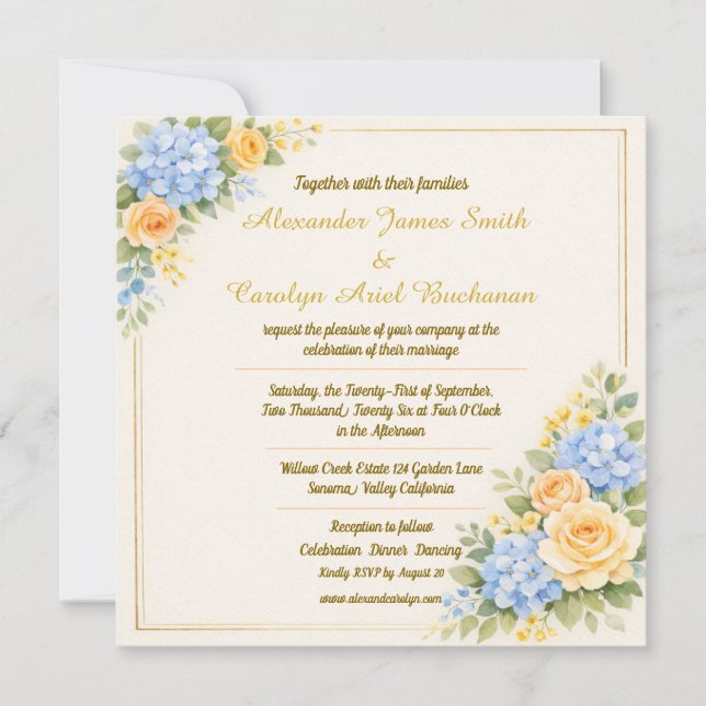 Elegant Wedding Invitation - Customisable (Front)