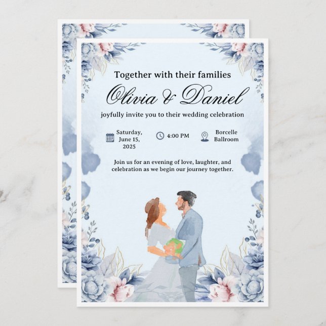 Elegant Wedding Invitation – Customizable & Modern (Front/Back)