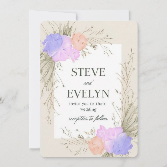 Elegant Wedding Invitation Design With Floral  (Front)