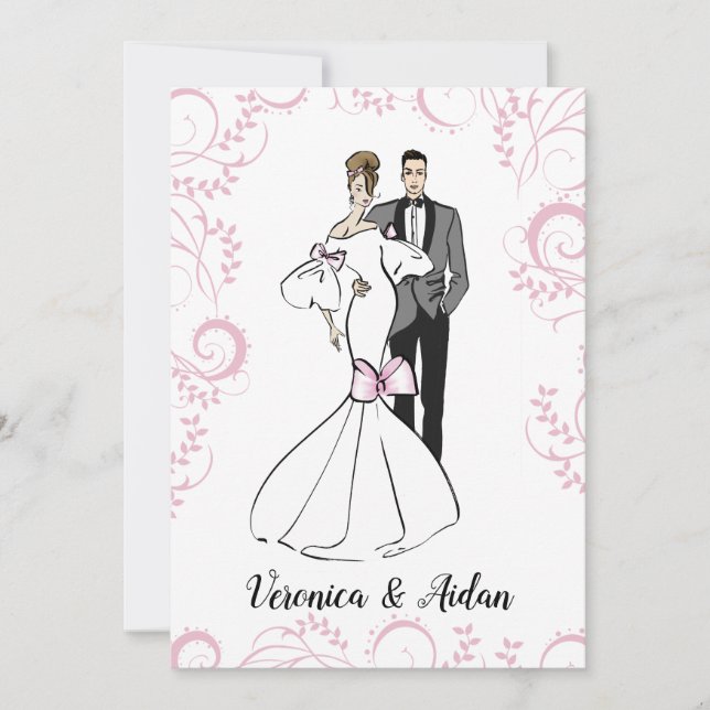Elegant Wedding Invitation Fashionillustration (Front)