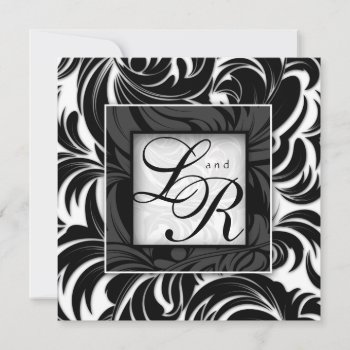 Elegant Wedding Invitation Floral Black White by WeddingShop88 at Zazzle