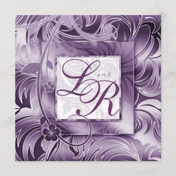 Elegant Wedding Invitation Floral Purple Silver by WeddingShop88 at Zazzle