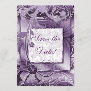 Elegant Wedding Invitation Floral Purple Silver 2