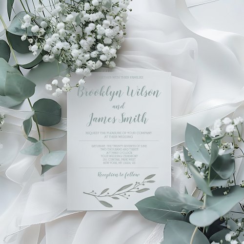 Elegant Wedding Invitation Floral Sage Green