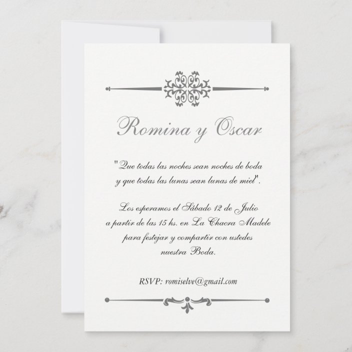 Elegant wedding invitation in Spanish. | Zazzle.com