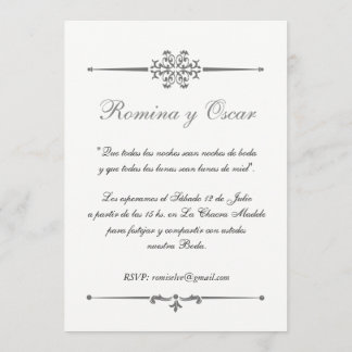 Elegant Wedding Invitation in Spanish.