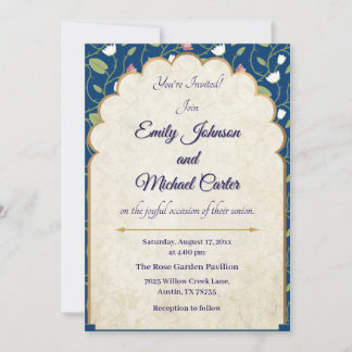 Elegant Wedding Invitation | Navy Blue & Gold 
