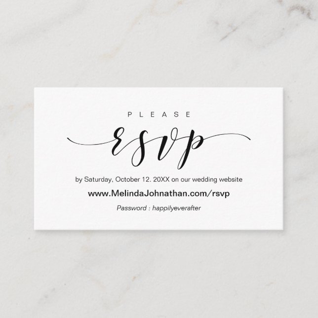 Elegant Wedding Invitation, Online RSVP respond Enclosure Card (Front)