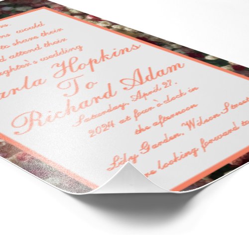Elegant wedding invitation photo print