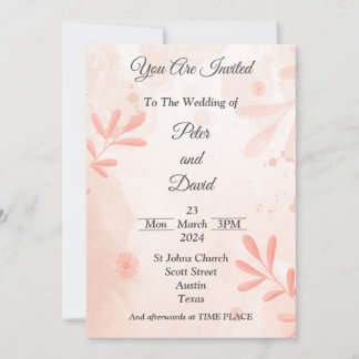 Elegant Wedding Invitation, pink watercolor Invitation