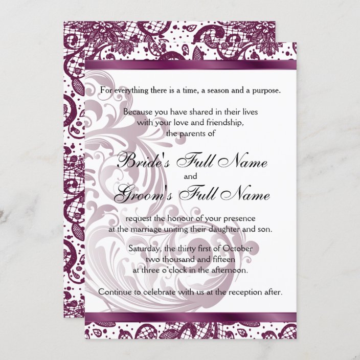 Elegant Wedding Invitation - Purple 5x7 | Zazzle.com