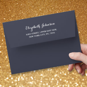 Elegant Wedding Invitation Return Addressed Purple Envelope