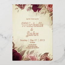 Elegant Wedding Invitation rose flower red