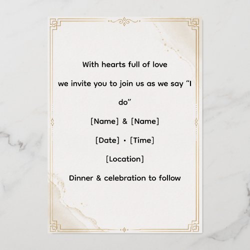 Elegant Wedding Invitation | Save the Date Minimal Foil Invitation