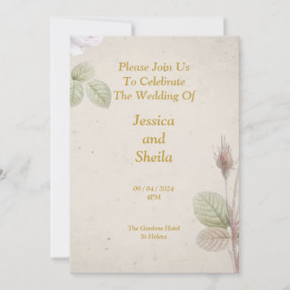 Elegant Wedding Invitation, simple flowers Invitation