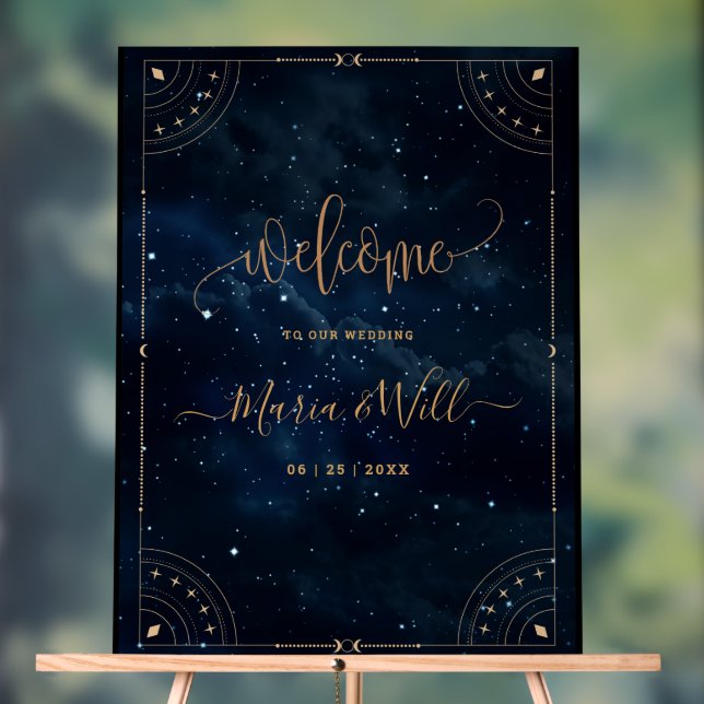 Elegant Wedding Invitation starry night Wedding  Acrylic Sign (Neutral)