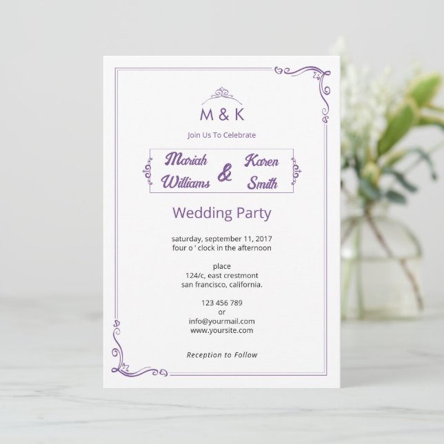 Elegant Wedding Invitation Template  (Standing Front)