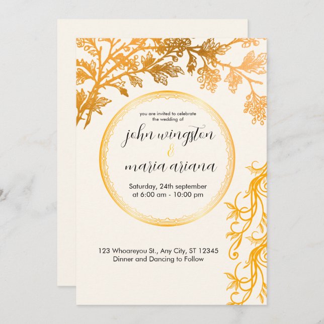 Elegant Wedding Invitation | Timeless Love (Front/Back)