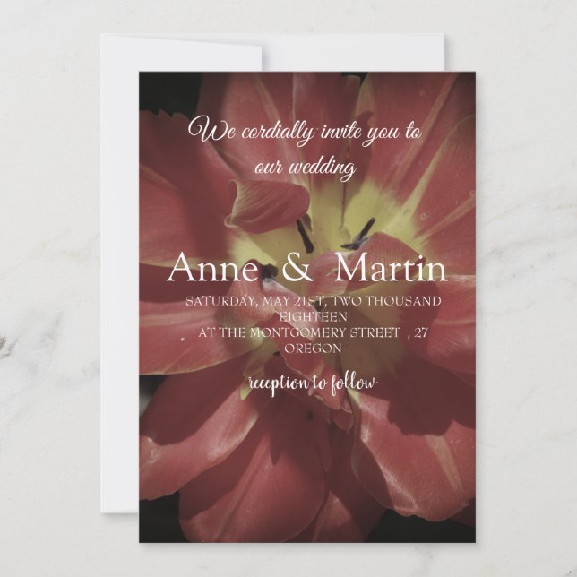 Elegant Wedding Invitation Tulip Flower (Front)