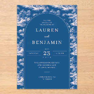 Elegant Wedding Invitation with Blue Floral Design