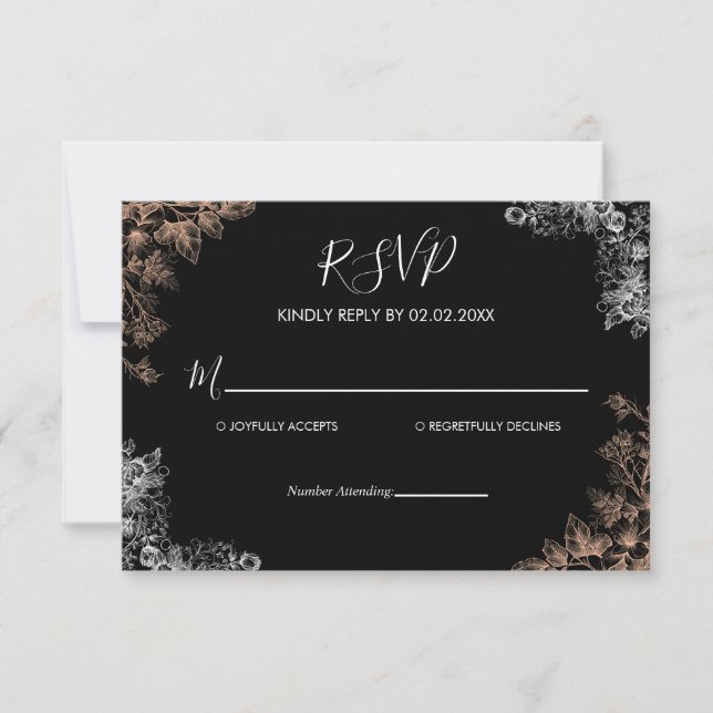 Elegant Wedding Invitation with Dark Floral  (Front)