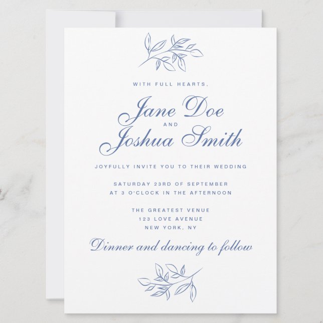 Elegant Wedding Invitation with Greenery (Front)