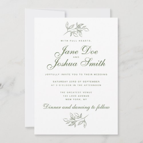 Elegant Wedding Invitation with Greenery