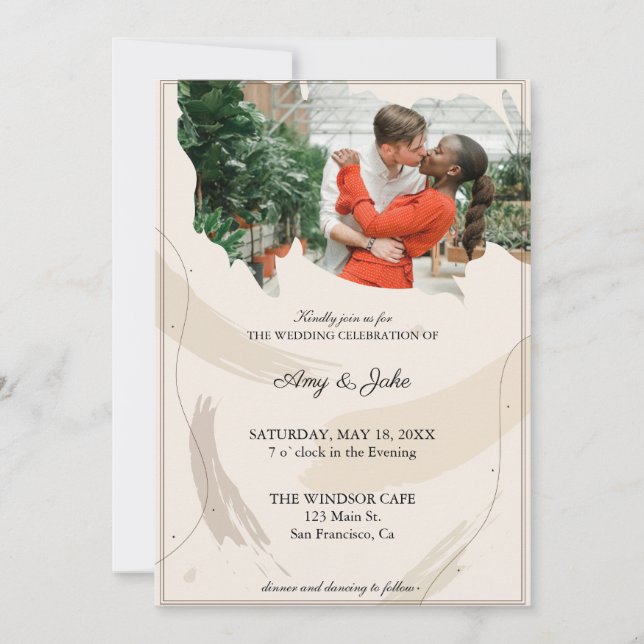 Elegant Wedding invitation with happy couple (Front)