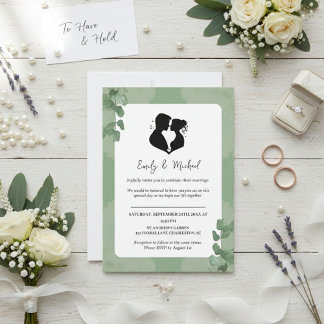 Elegant Wedding Invitation with Heart Silhouette