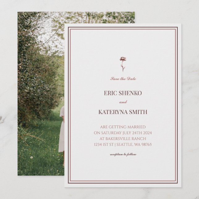 Elegant Wedding Invitation with Neutral Colors (Front/Back)